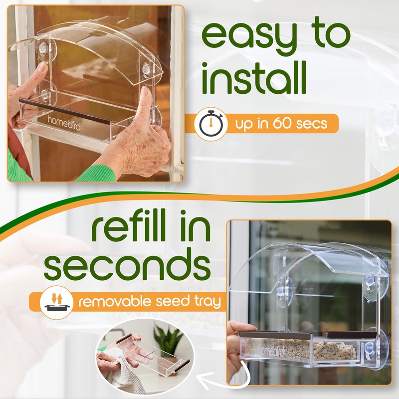 Window Bird Feeder with Strong Suction Cups - (Upgraded 2026