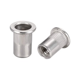 TA-VIGOR 10Pcs M8 Rivet Nuts, 304 Stainless Steel Knurled Flat Head Threaded Insert Nut Silver for Automotive Furniture