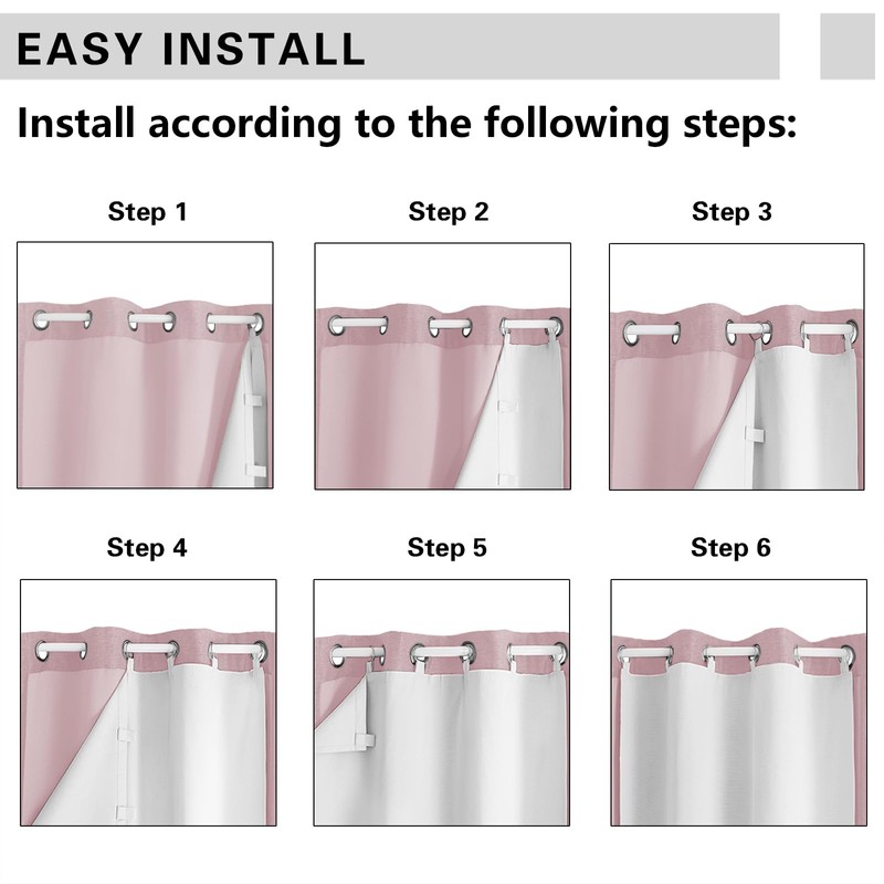 Simplebrand 100% Blackout Curtain Liner for Bedroom, Thermal Insulated Blackout