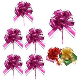 PATIKIL 6 Pcs Large Pull Bow Gift Wrapping, 9 Inch Ribbon Organza Rose Red Bows for Gift Wrapping Wedding Baskets Car
