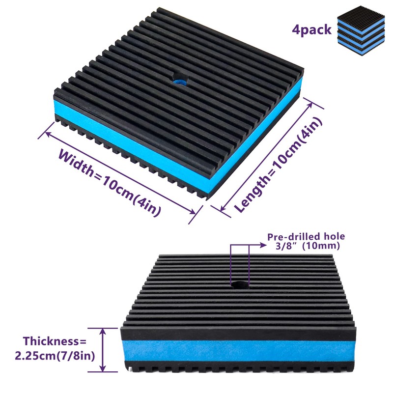 Mxclimate Rubber Anti Vibration Pads,Rubber-EVA Vibration Dampeners 4" x 4"
