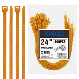 XINGO 24 inch Gold Zip Ties Heavy Duty (100 Pack), 60lb Tensile Strength, UV Resistant Cable Ties for indoor and outdoor use
