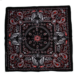 Topkids Accessories Black Bandanas Headband Skull Pirate Hair Scarf Men Women Motorbike Mask Gothic Alternative Clothing Crossbones Motorcycle Cotton Headscarf (Skulls, Wings & Paisley)