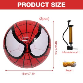 HOVCEH Toddler Football, 2 Pack Small Football Size 3 with Pump, Spider Mini Footballs for Indoor Outdoor, PVC Soft Balls for Kids 1 2 3 4 5 Years Old, Thick Inflatable Soccer For Baby Playing