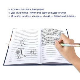 GINMLYDA Kids Diary with Lock for boys, 18x13.5cm Kids Notebook 160 Pages Shakable Sequin Journal with lock for School Supplies Kids Toys for Birthday Gifts Age 5 6 7 8 9 10 Years Old