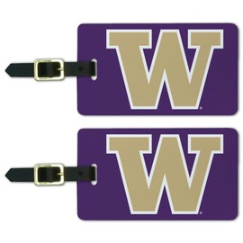 Graphics & More University of Washington Primary Logo Luggage ID Tags Suitcase Carry-On Cards - Set of 2
