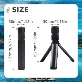 Flylin Bullet Time Handle, Multi-Functional Aluminum Alloy Mini Desktop Tripod with Two 1/4 Screws, 360° Rotary Selfie Stick Handle for Insta360 ONE X2/X3/X4