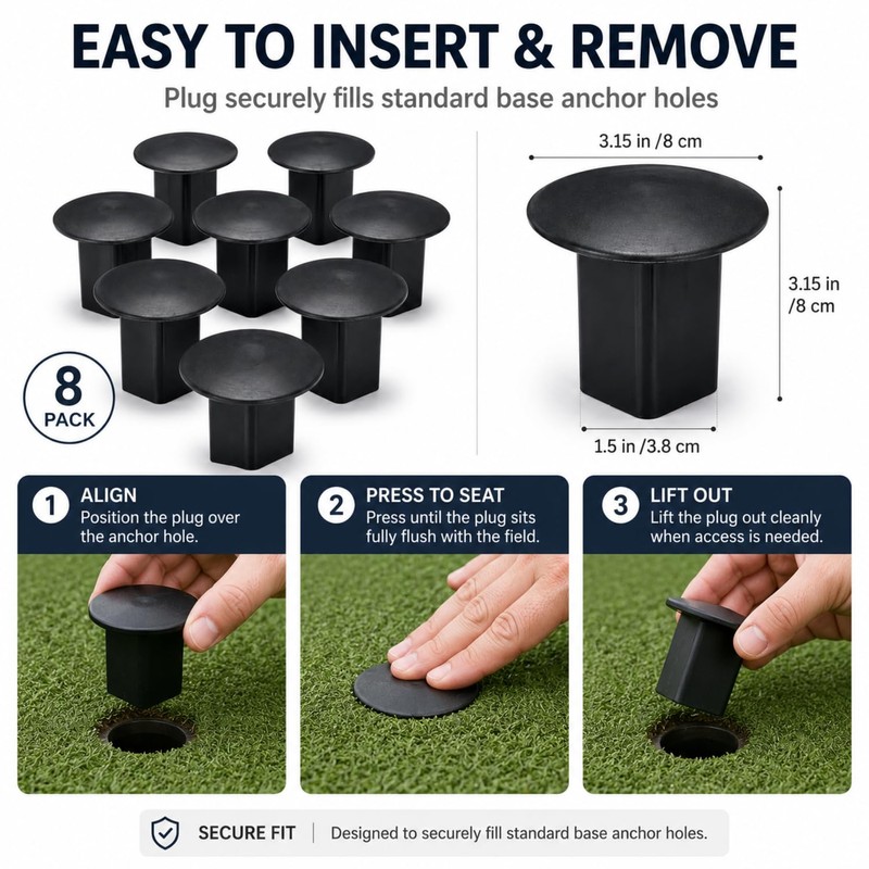8 Pcs Baseball Base Plugs for Baseball Field, Base Anchors,