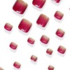 Tyuimhx Red Gradient Press on Toenails Square Fake Toe Nails