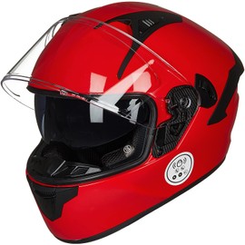 ILM Motorcycle Helmets with Built in Bluetooth Full Face Casco para Moto Dual Visor for Adults Men Women DOT Model-X9(Red,L)