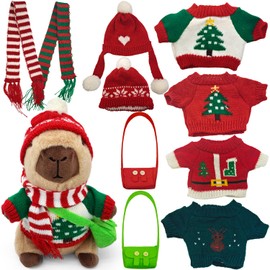 Capybara Plush Toy, Cute Capybara Cuddly Toy, Capybara Plushies Dolls, Super Soft Stuffed Toy, Plush for Home Decoration, Children's Gifts (11 Pieces Christmas Capybara)