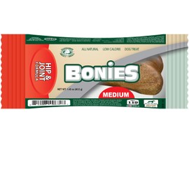 Bonies Natural Hip & Joint Formula Medium-Sized Single Bone, Glucosamine & Omega Fatty Acids, Fresh Breath, Clean Teeth, Low Calories, Chicken Flavor, [Medium Dog], 1 Bone