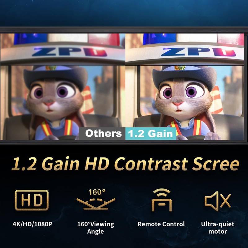 Projector Screen Motorized 84 Inch 16:9 HD Electric Projector Screen