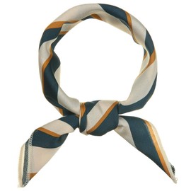 Allegra K Women's Striped Scarf, Neckerchief, Square Scarf, Hair Decoration, Ribbon, Silk-like, Smaller, peacock green