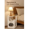 Corner Cat House Nightstand Wood– Double Layer Cat Bed with