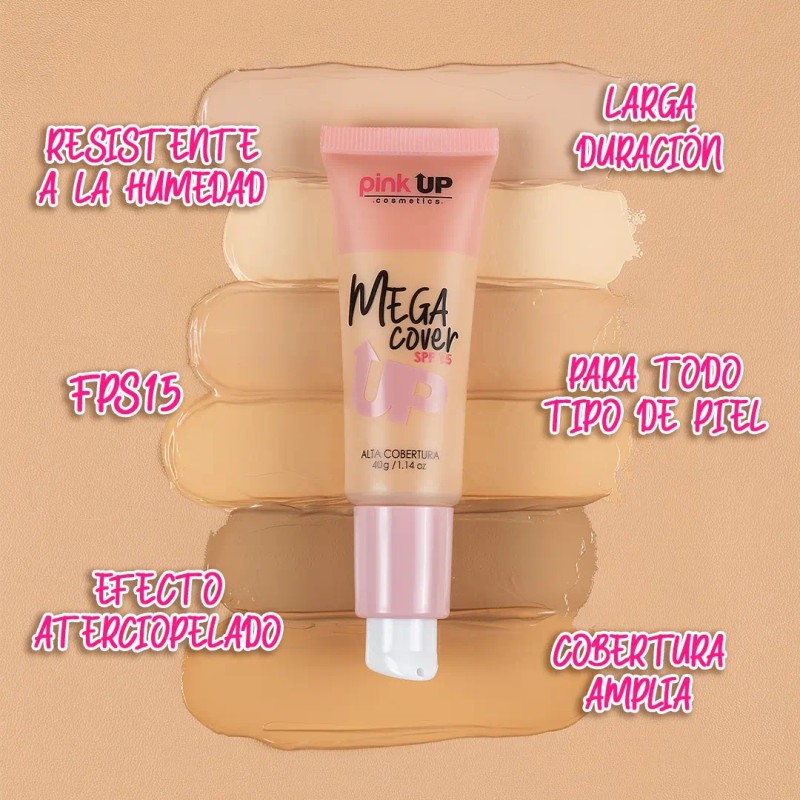 Pink Up, Maquillaje De Larga Duración, Cobertura Completa Tono Light