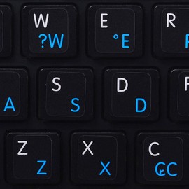 MAC ENGLISH-PORTUGUESE BRAZILIAN KEYBOARD STICKERS ON BLACK BACKGROUND for DESKTOP, LAPTOP and NOTEBOOK