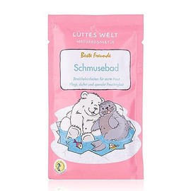 Lüttes Welt Best Friends Comfort Bath, Natural Cosmetics for Children, 80 g Bath Additive for Boys and Girls, Nourishes the Skin Like a Soft Cuddly Coat, Body Care Children, as a Birthday Gift