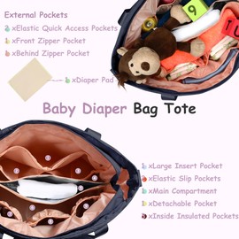 FCQQYWZ Quilted Diaper Bag Tote for Baby Bags with Changing Pad, Large Mommy Bag for Women Travel Maternity Bag, Shoulder Diaper Bag Nappy Storage Tote Bag Travel Hospital-Black