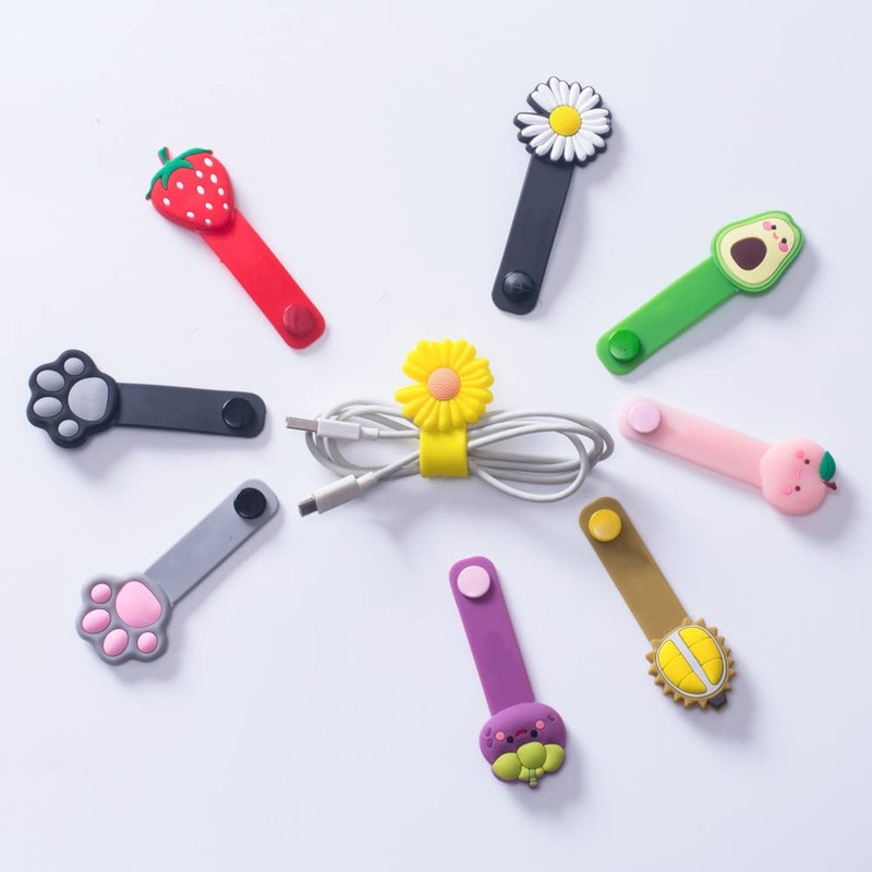 12PCS Silicone Cable Organisers reusable Straps Clips Wire Ties Cable