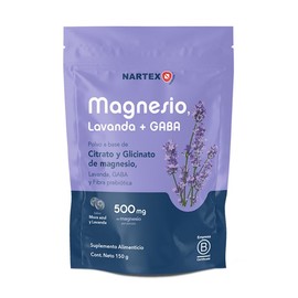 Citrato de Magnesio en Polvo Nartex Wellness | Sabor Mora Azul | 150g (30 porciones) | Con Glicinato, GABA y Lavanda | Suplemento Alimenticio para el 