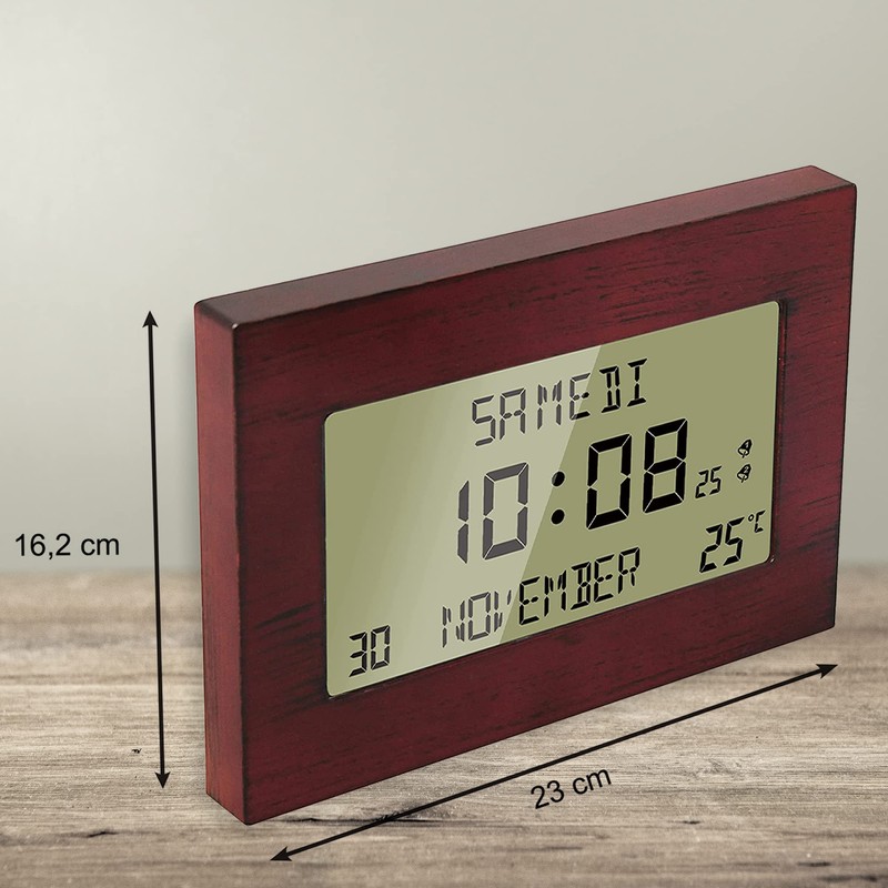 Radio-Controlled Alarm Clock - Calendar with Date Day and Time