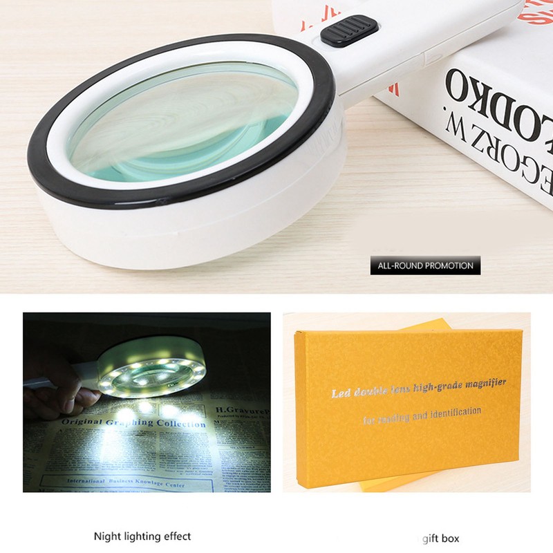 Handheld Magnifying Glass 30x Double Layer Optical Glass Lens Magnifier