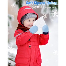 Becellen Infant Mittens, Warm Thick Toddler Winter Gloves with Lanyard, Cute Anti-Scratch Baby Knitted Gloves for 0-3 Years Boys Girls, blue