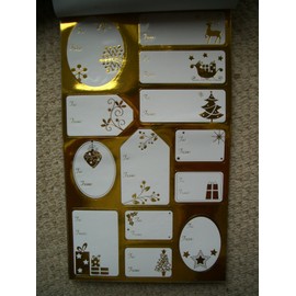 100 x Christmas Xmas Foil Silver & Gold Sticker Gift Tags
