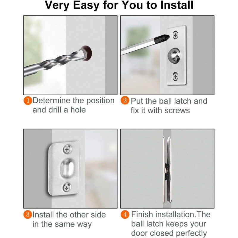 Jiayi 2 Pack Invisible Door Catch For Closet Adjustable Brass