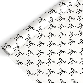 JarThenaAMCS Black Bow Wrapping Paper - Mini Roll - 17 Inch x 32.8 Ft Aesthetic Bow Knot Gift Wrap Paper Decorative Art Paper for Home Party DIY Crafts Supplies