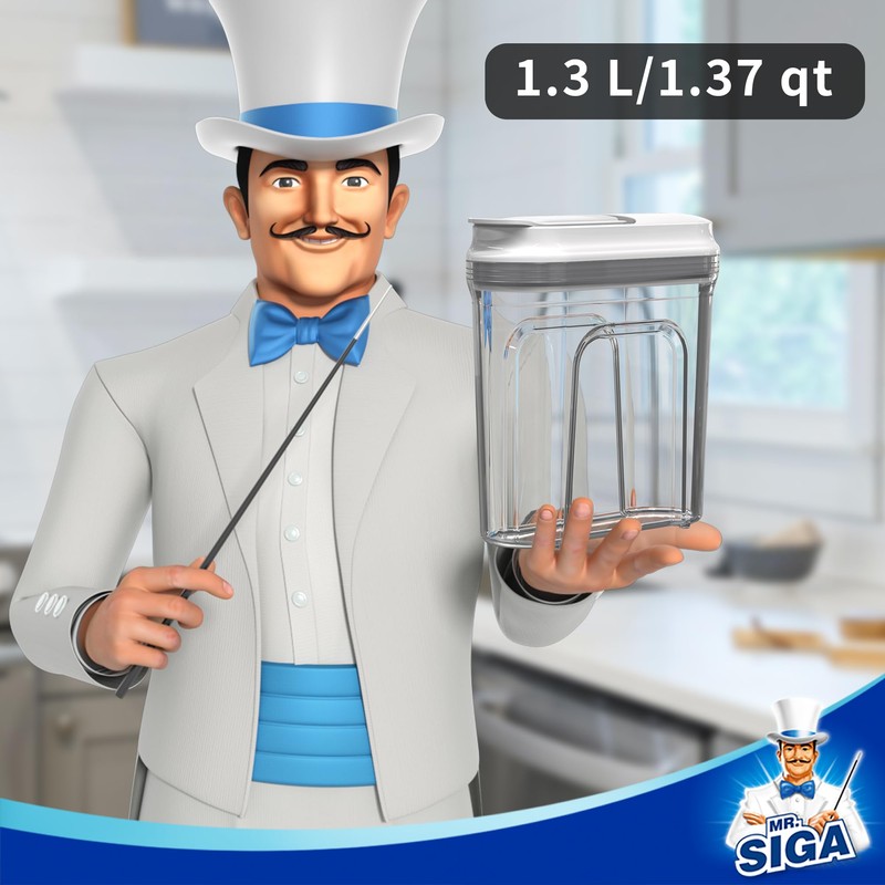 MR.SIGA Airtight Cereal Dispenser Set, Storage Containers for Dry Goods,