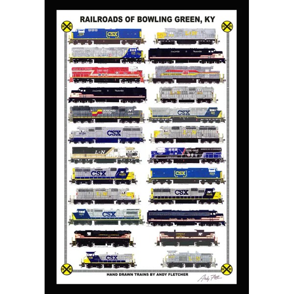 Railroads of Bowling Green, KY 12"x18" matted poster by Andy