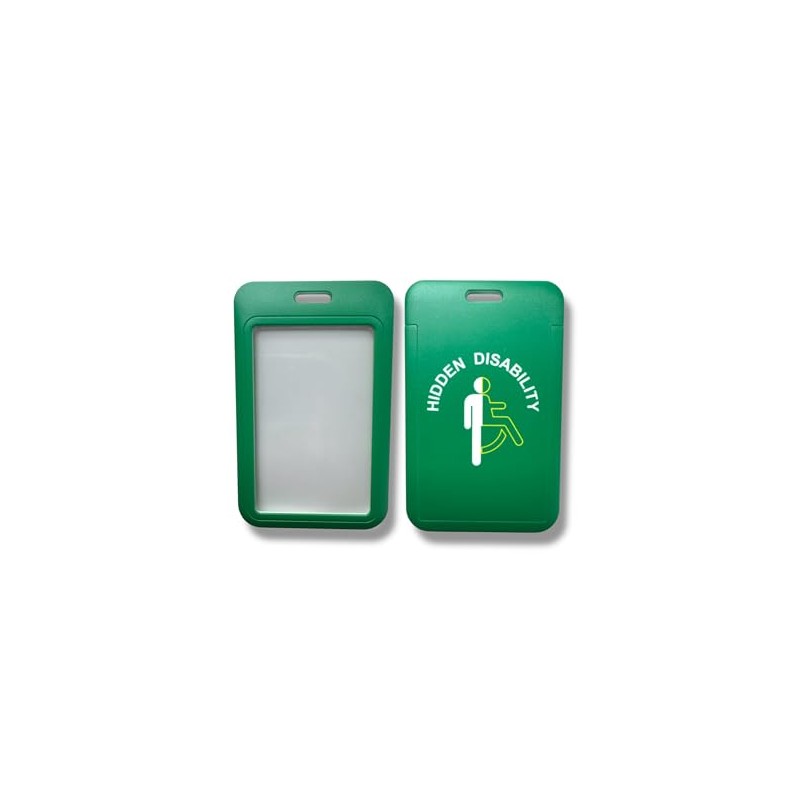 Hidden Disability ID Badge Holder with Lanyard Slot (1, Green)