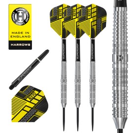 Harrows NX90 90% Tungsten Darts | Steel Tip Darts Set | 21g, 22g, 23g, 24g, 25g & 26g | Includes Supergrip Shafts and 100 Micron NX90 Flights (Parallel 24g)