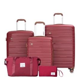 Travelhouse Luggage Sets 5 Piece with Double Spinner Wheels,PP Hardside Suitcase Sets with TSA Lock,Carry On Luggage Set with Travel Duffle Bag for Women and Men