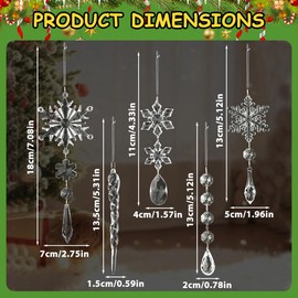 GXGM 10 Stück Christbaumschmuck Eiszapfen Anhänger, Acryl Deko Weihnachtsbaum, Acryl Eiszapfen Schneeflocke Eistropfen Anhänger, Weihnachtsbaumschmuck