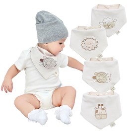 Cotton Coming Organic Baby Dribble Bibs and Baby Bandana Bibs for Boys and Girls 4 Pack