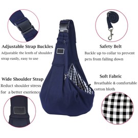 Pet Dog Sling Carrier, Adjustable Strap Hands Free Reversible Double-Sided Pouch Pet Papoose Bag Tote Bag with a Pocket Safety Belt Puppy Carrier Travel Bag Backpack for Small Dogs Cats Rabbits (Grey)