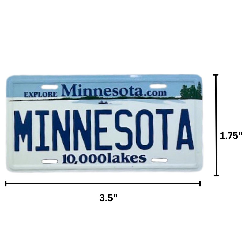 Small Minnesota License Plate Magnet, Collectible State Souvenir, 3.5 x