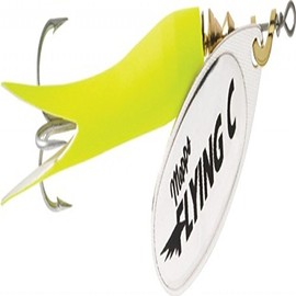 Mepps Flying C Single Hook Fishing Lure, 7/8-Ounce, Hot Chartreuse Sleeve/Silver Blade (Model: FC78 HC-S)