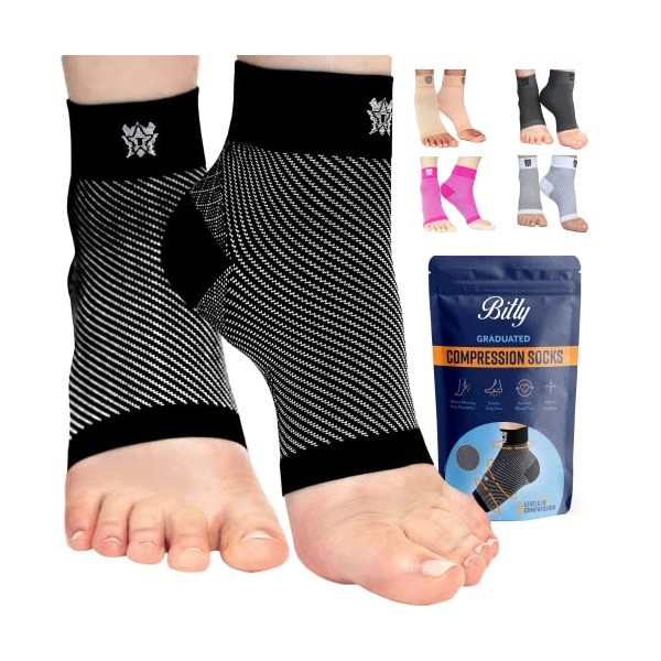 Bitly Plantar Fasciitis Socks - Comfortable Toeless Compression Socks for Foot & Heel Support - Premium Ankle Support Brace to Improve Circulation
