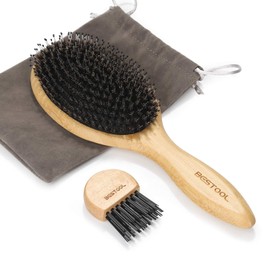 BESTOOL Hair Brush, Pig Hair, Comb, Wooden Comb, Paddle Brush, Men's, Women's, Children's Hair Care, High Quality Comb, Scalp Massage, Smooth, Glossy Hair, Tangle-Free, Improve Hair Quality