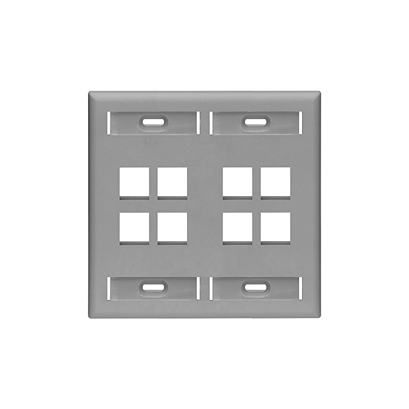 Leviton 42080-8GP 8-Port Dual Gang QuickPort Wallplate with ID Windows,