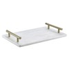 Queenza White Marble Decorative Tray with Gold Handles (12 x