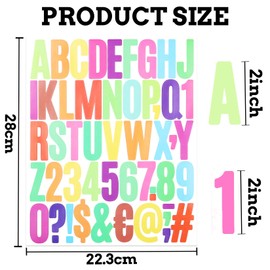 344Pcs 2 Inch Multicolor Letters Alphabet Numbers Stickers, Vinyl Letters Numbers Kit, 8 Sheets Self Adhesive Letters Stickers for Mailbox, Garage, Address Number, Business, Garden, Window