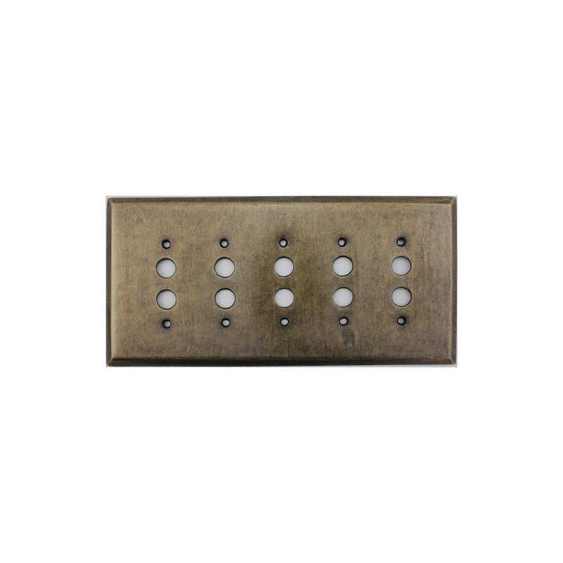 Aged Antique Brass 5 Gang Push Button Light Switch Wall