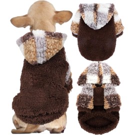 Dog Clothes Fleece Small Dog Sweaters Winter Chihuahua Teacup Yorkie Soft Stretchy Tiny Doggie Outfits Cat Sweater Brown Puppy Sweaters Hoodie Boy