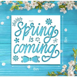 9 Pieces Spring Painting Tool Stencils Template Set, Creative Spring Words with Sentiment Stencils Reusable Painting Stencils for DIY Painting Art Projects Supplies
