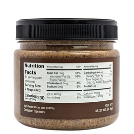 Nutural World - Crunchy Pecan Nut Butter 35 Oz (1kg) Great Taste Award winner - Pure 100% single ingredient